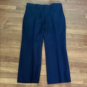 Vintage Navy Wool Pinstripe Trousers 36 x 28